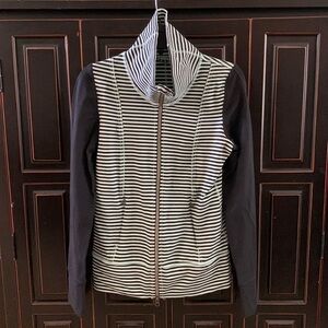 Lululemon Daily Yoga Full Zip Jacket Women’s Sz6 EUC black green striped
